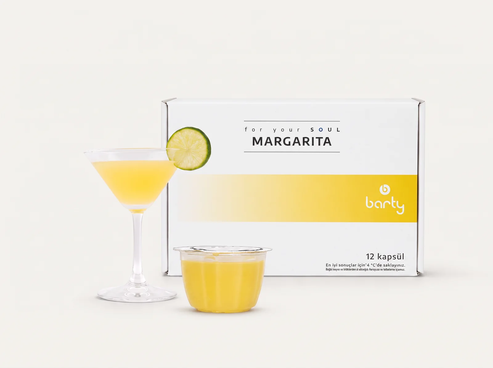 Margarita kapsül kutusu ve servis sunumu