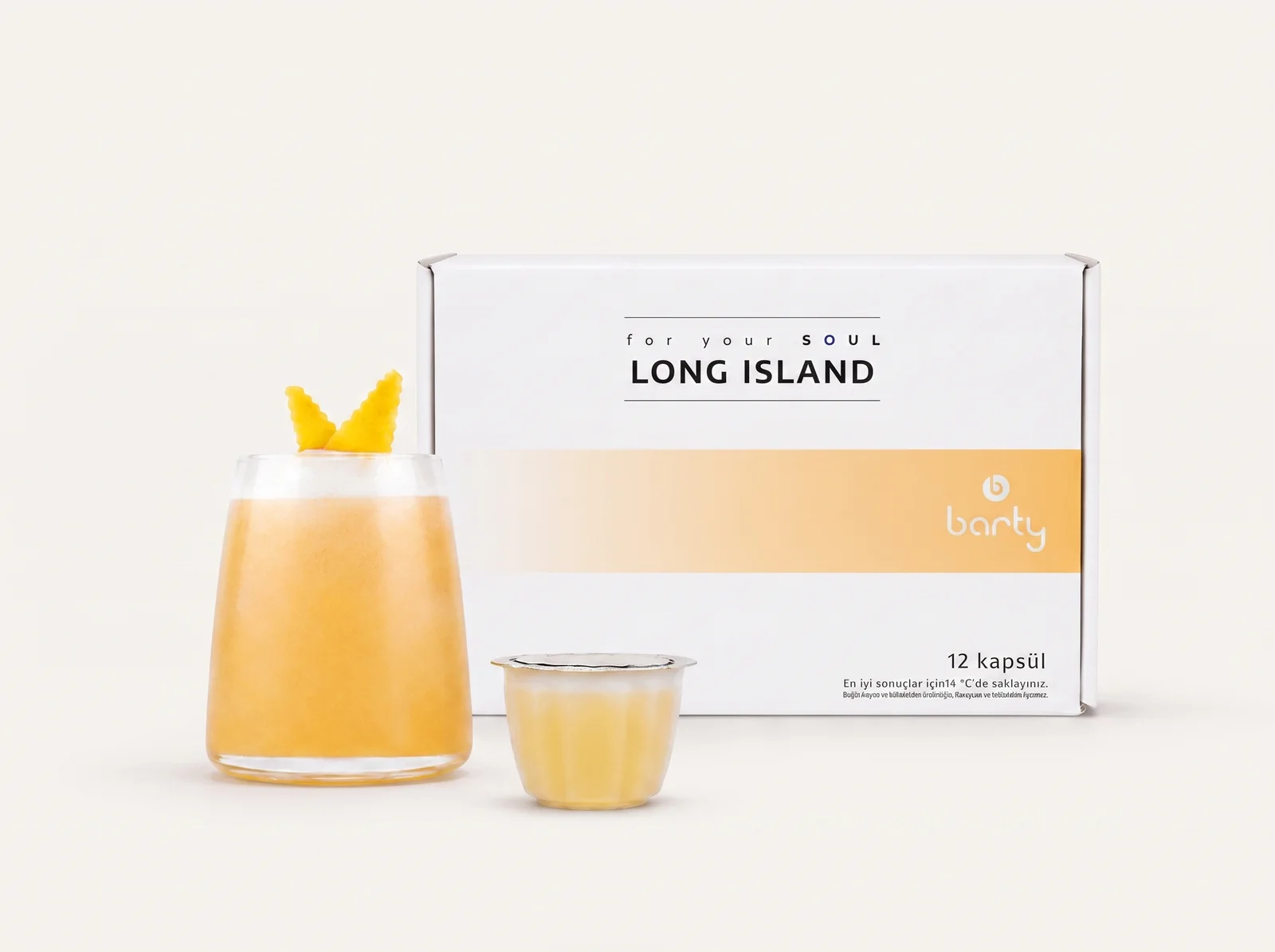 Long Island kapsül kutusu ve servis sunumu