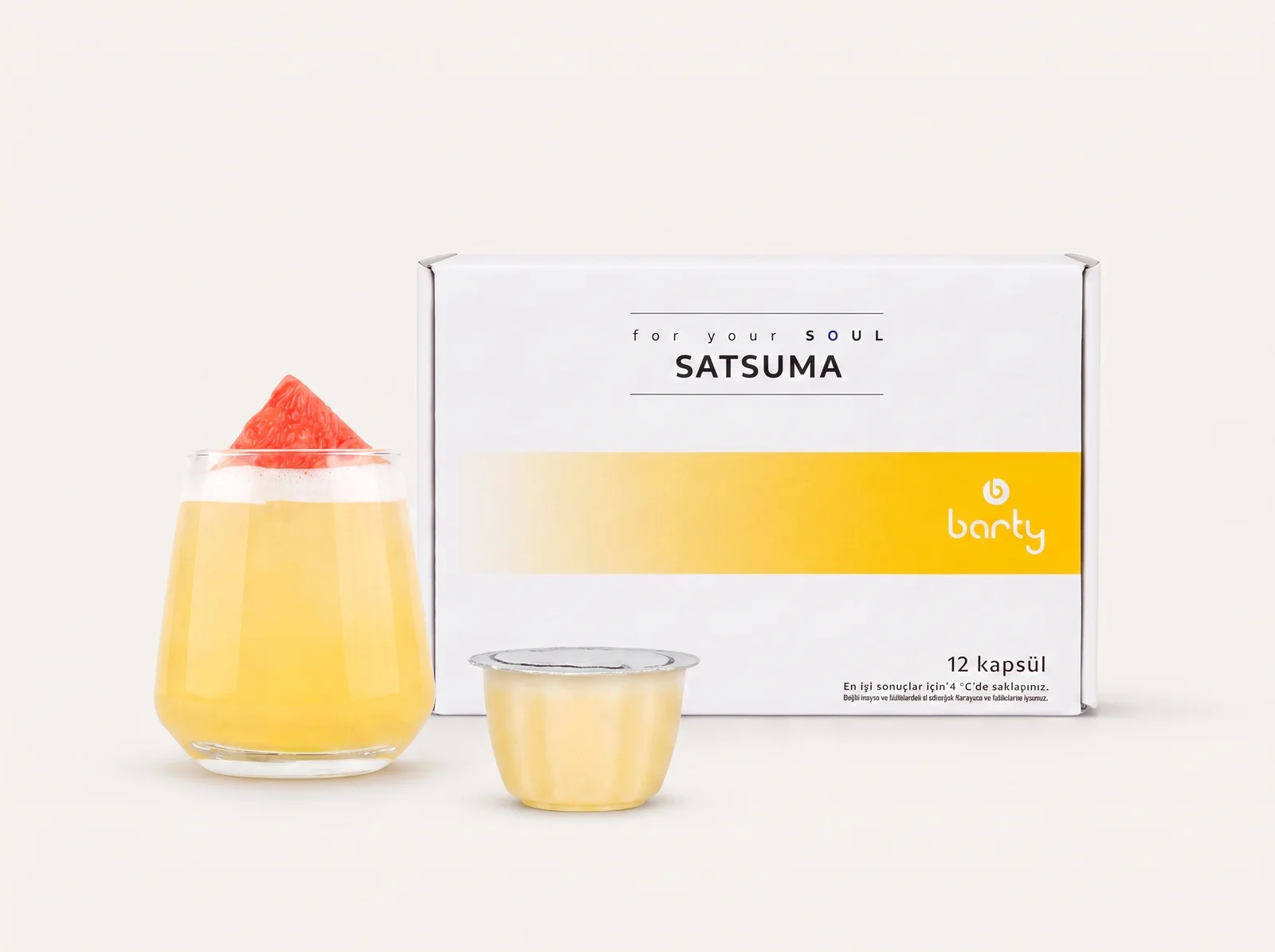 Satsuma kapsül kutusu ve servis sunumu