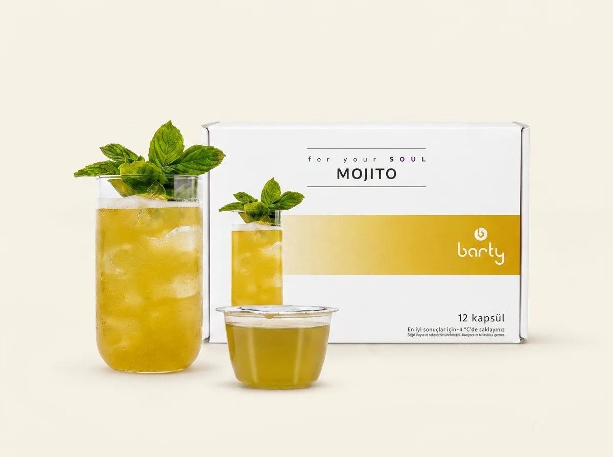 Mojito kapsül kutusu ve servis sunumu
